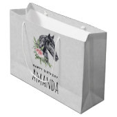 美しい馬の頭のポートレート水の色誕生日 ラージペーパーバッグ (正面アングル)