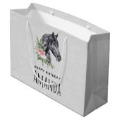 美しい馬の頭のポートレート水の色誕生日 ラージペーパーバッグ (裏面アングル)