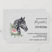 美しい馬の頭のポートレート水の色誕生日 招待状 (正面/裏面)