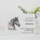 美しい馬の頭のポートレート水の色誕生日 招待状 (スタンド正面)