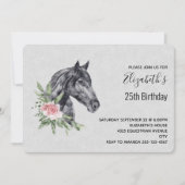 美しい馬の頭のポートレート水の色誕生日 招待状 (正面)