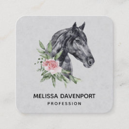 美しい馬の頭のポートレート水色 スクエア名刺
