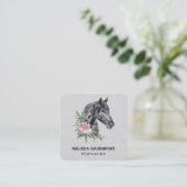 美しい馬の頭のポートレート水色 スクエア名刺 (スタンド正面)