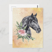 美しい馬の頭のポートレート水色 ポストカード (正面/裏面)