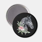 美しい馬の頭のポートレート水色 マグネット (正面/裏面)