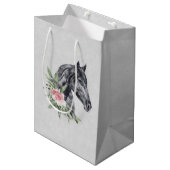 美しい馬の頭のポートレート水色 ミディアムペーパーバッグ (正面アングル)