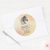 美しい馬の頭のポートレート水色 ラウンドシール (封筒)