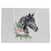 美しい馬の頭のポートレート水色 ラージペーパーバッグ (裏面)