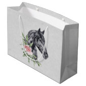 美しい馬の頭のポートレート水色 ラージペーパーバッグ (裏面アングル)