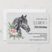 美しい馬の頭の水彩誕生日 招待状 (正面)