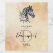 美しい馬の頭水の色のワイン作り ワインラベル (シングルラベル)