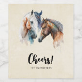 美しい馬ウェスタンボホスタイル応援! ワインラベル (シングルラベル)