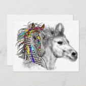 美しい馬カラフルのグリーティングカード 招待状 (正面/裏面)