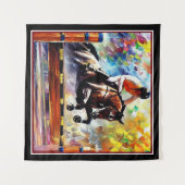 美しい馬ジャンピングデジタルオイル塗装スタイル タペストリー (正面(横))