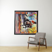 美しい馬ジャンピングデジタルオイル塗装スタイル タペストリー (インサイチュ(横))