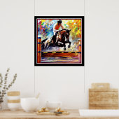 美しい馬ジャンピングデジタルオイル塗装スタイル ポスター (キッチン)