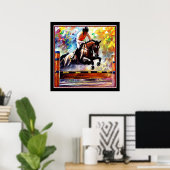 美しい馬ジャンピングデジタルオイル塗装スタイル ポスター (ホームオフィス)