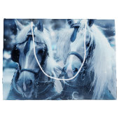 美しい馬チーム冬のドライビングフォトクリスマス ラージペーパーバッグ (裏面)