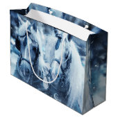 美しい馬チーム冬のドライビングフォトクリスマス ラージペーパーバッグ (裏面アングル)