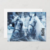 美しい馬チーム冬のドライビングフォトハロー ポストカード (正面/裏面)