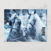 美しい馬チーム冬のドライビングフォトハロー ポストカード (正面)