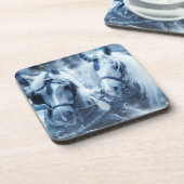 美しい馬チーム冬のドライビングフォト コースター (左側)