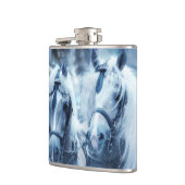 美しい馬チーム冬のドライビングフォト フラスク (左)