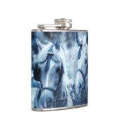 美しい馬チーム冬のドライビングフォト フラスク (右)