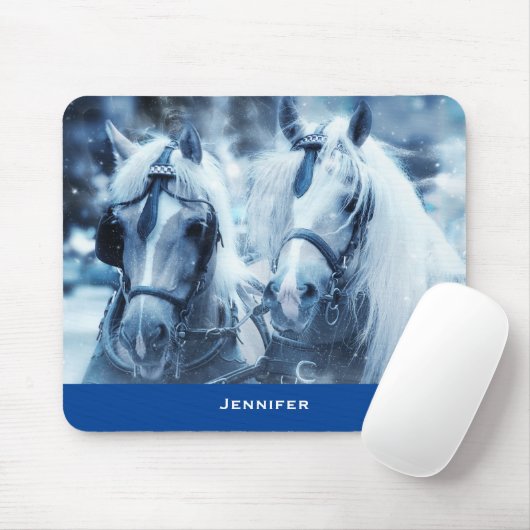 美しい馬チーム冬のドライビングフォト マウスパッド (マウス)