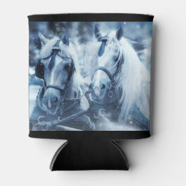 美しい馬チーム冬のドライビングフォト 缶クーラー