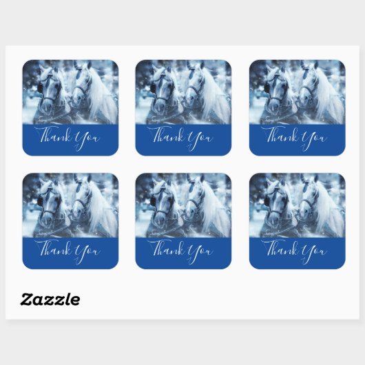 美しい馬チーム冬の写真ありがとう スクエアシール (シート)