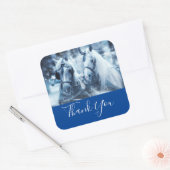 美しい馬チーム冬の写真ありがとう スクエアシール (封筒)