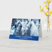 美しい馬チーム冬の写真クリスマス カード (黄色い花)