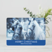 美しい馬チーム冬の写真クリスマス シーズンカード (スタンド正面)