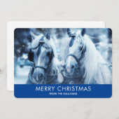 美しい馬チーム冬の写真クリスマス シーズンカード (正面/裏面)