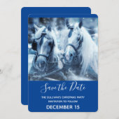 美しい馬チーム冬の写真クリスマス セーブザデート (正面/裏面)