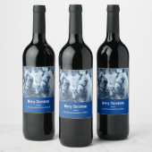 美しい馬チーム冬の写真クリスマス ワインラベル (ボトル)