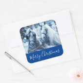 美しい馬チーム冬の写真メリークリスマス スクエアシール (封筒)