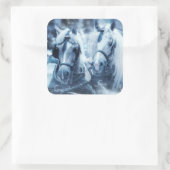 美しい馬チーム冬の写真 スクエアシール (バッグ)