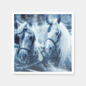 美しい馬チーム冬の写真 スタンダードカクテルナプキン (正面)