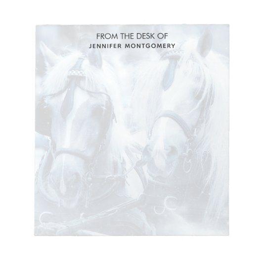 美しい馬チーム冬の写真 ノートパッド (正面)