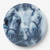 美しい馬チーム冬の写真 ペーパープレート (正面)