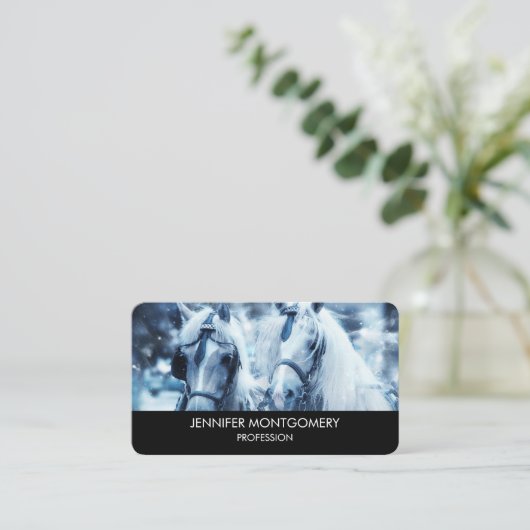 美しい馬チーム冬の写真 名刺 (スタンド正面)