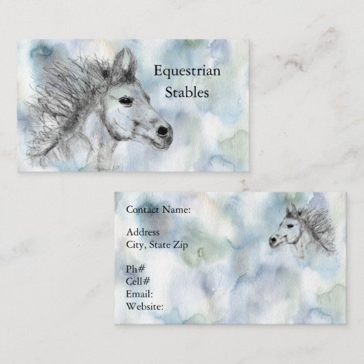 美しい馬トレーナー育成ファリアボーダーブー 名刺 (正面/裏面)