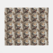 美しい馬レッドバーンロープウッドフレーム フリースブランケット (正面(横))