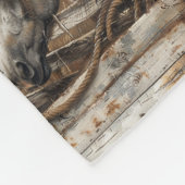 美しい馬レッドバーンロープウッドフレーム フリースブランケット (角)