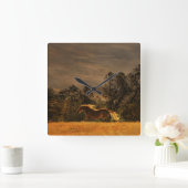 美しい馬好きウォールクロック スクエア壁時計 (ホーム)