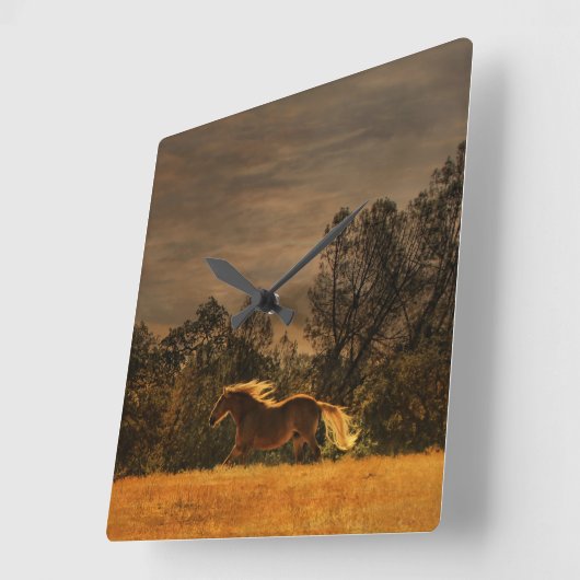 美しい馬好きウォールクロック スクエア壁時計 (傾斜)