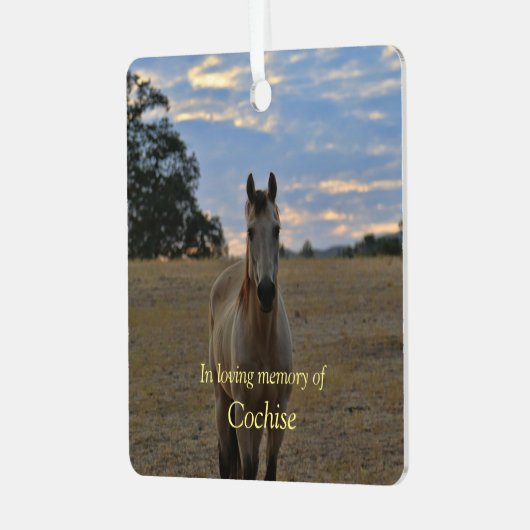 美しい馬悔やみや弔慰メモリアルカスタムフォトメット メタルオーナメント (正面左)