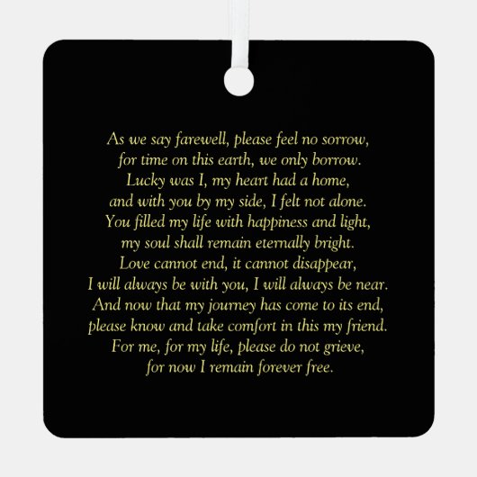 美しい馬悔やみや弔慰メモリアルカスタムフォトメット メタルオーナメント (裏面)